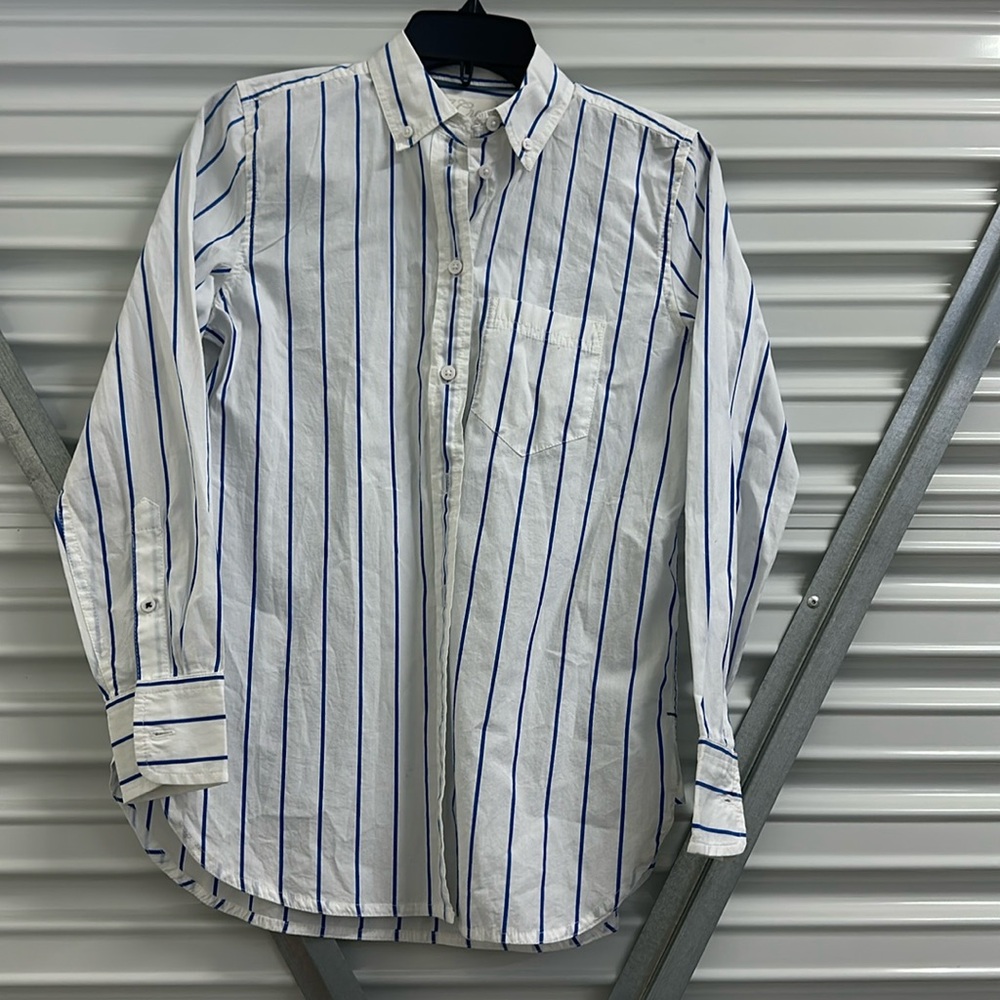 J. Crew Classic Blue Striped Women’s Shirt, Size 00 - Picture 5 of 6